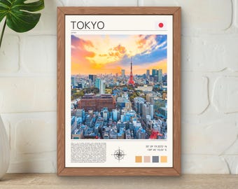 Tokyo Skyline Print, Modern Japan Wall Art (Digital Download)