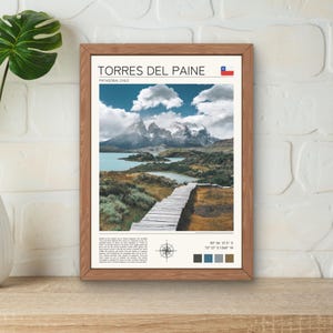 Impression Torres del Paine, affiche Torres del Paine, art mural Patagonie, impression Patagonie, Patagonie chilienne, impression d&#39;art Patagonie, parc national