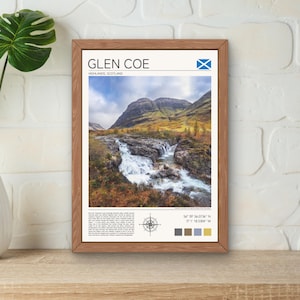 Glen Coe Print, Glen Coe Wall Art, Glen Coe Three Sisters Art Print, Printable Glen Coe Poster, Scottish Highlands Print, Glen Coe Waterfall