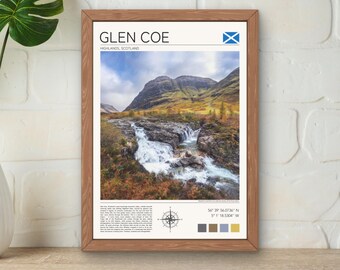 Glen Coe Scotland Print, Three Sisters, Waterfall (Digital Download)