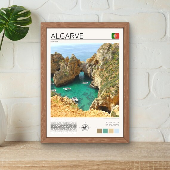 Algarve Portugal Coastline Art Print, Lagos Travel Poster (Digital Download)