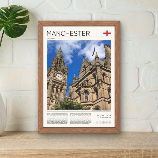 Manchester Print | Manchester Poster | Manchester Wall Art | England Print | Manchester Gift Idea | Manchester Cityscape | Manchester Town