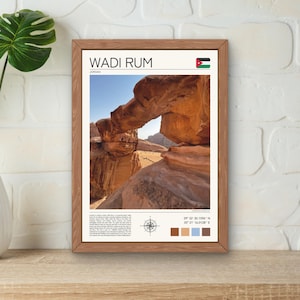 Wadi Rum Print, Wadi Rum Wüste Poster, Wadi Rum Wandkunst, Wadi Rum Jordan Reisedruck, Jordan Wandkunst, Jordanien Wüste Poster, Wadi Mujib