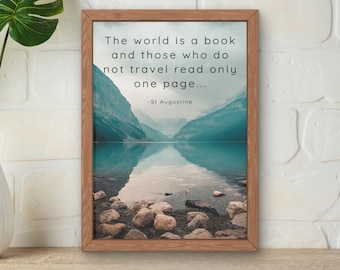 Travel Quote Print, Lake & Mountain View (Digital Download)