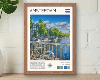 Amsterdamer Gracht, Art Print, Niederländisches Kulturerbe (Digitaler Download)