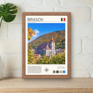Brasov Print, Transylvania Poster, Brasov Romania Wall Art, Brasov Wall Art, Bran Castle Brasov, Romania Travel Print, Cityscape Wall Art