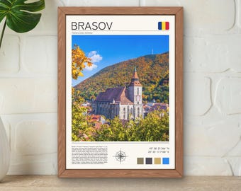 Brasov Romania Print, Transylvania Travel Poster (Digital Download)