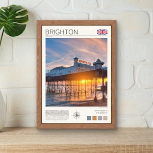 Brighton Print, Brighton Wall Art, Brighton Pier Art Print, Brighton Beach Digital Print, Brighton Cityscape Poster, Coastal Artwork