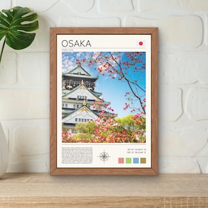 Osaka Print, Osaka Wall Art, Osaka Castle Poster, Japan Gift Idea, Japan Travel Art, Osaka Honshu Artwork, Osaka Japan Digital Print