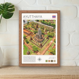 Ayutthaya Print, Ayutthaya Thailand Poster, Wat Ratchaburana Artwork, Wat Ratchaburana Digital Print, Ayutthaya Wall Art, Thailand Cityscape