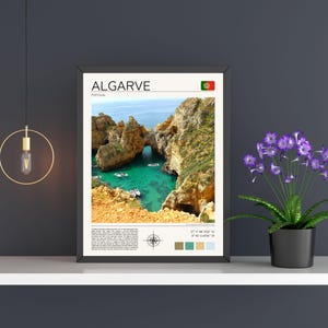 Stampa artistica della costa dell'Algarve, Portogallo, poster di viaggio di Lagos (download digitale) immagine 3