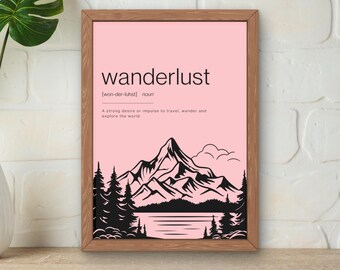 Wanderlust Definition Print, Travel Quote Wall Art (Digital Download)