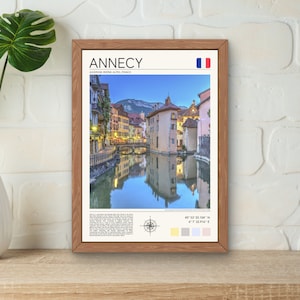 Annecy Print | France Poster | Annecy Wall Art |  | Annecy Poster | Annecy France | Annecy Travel | Digital Print | Annecy Canal Print |