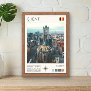 Ghent Print, Ghent Wall Art, Ghent City Poster, Ghent Belgium Artwork, Saint Nicholas Church Ghent, Gent Skyline Print, Architecture Print