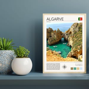 Stampa artistica della costa dell'Algarve, Portogallo, poster di viaggio di Lagos (download digitale) immagine 5