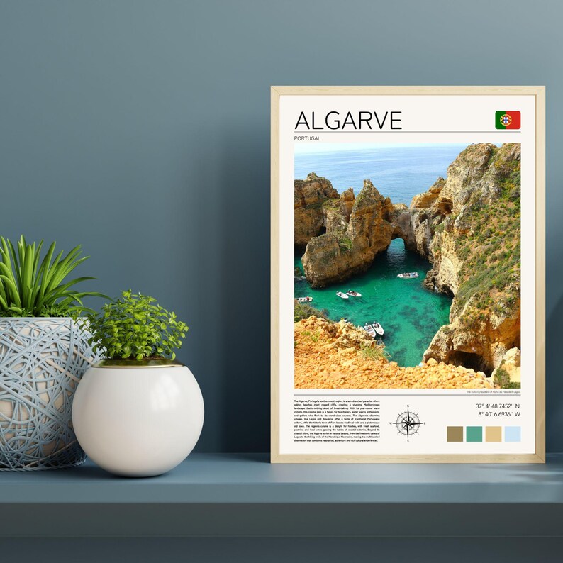 Stampa artistica della costa dell'Algarve, Portogallo, poster di viaggio di Lagos (download digitale) immagine 5