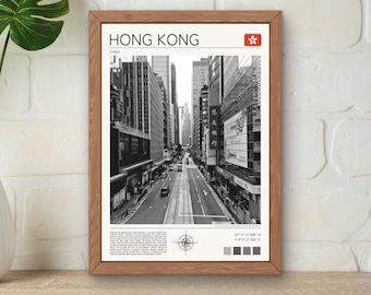 Hong Kong Black and White Street Print, Des Voeux Road (Digital Download)