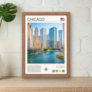 Chicago Print, Downtown Chicago Print, Chicago Skyline Wall Art, Chicago Cityscape Poster, Chicago River Art, Chicago Photography