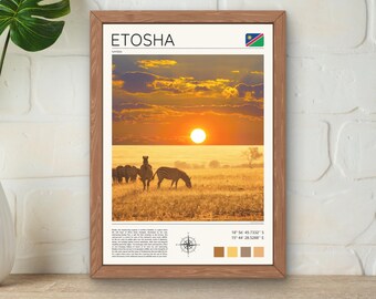 Etosha National Park Print, Namibia Sunset, African Zebra Art (Digital Download)