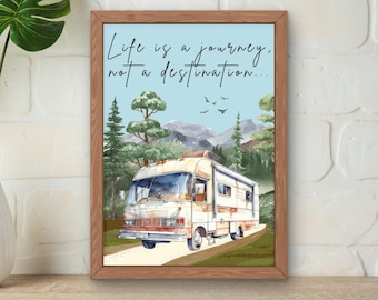 Vanlife Watercolor Travel Print, Inspirational Journey Quote (Digital Download)
