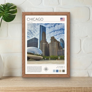 Chicago Skyline Print, Cloud Gate Travel Photography (Digital Download)
