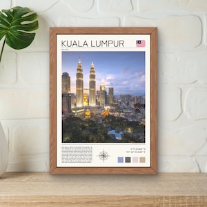 Kuala Lumpur Print, Kuala Lumpur Poster, Kuala Lumpur Wall Art, Kuala Lumpur Skyline Print, Malaysia Travel Art, Petronas Towers Artwork