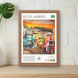 Rio De Janeiro Print, Rio De Janeiro Wall Art, Rio Favela Art Print, Favela Santa Marta Poster, Rio Cityscape Print, Brazil Favela Wall Art