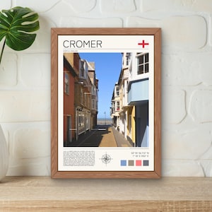 Cromer Print, Cromer Poster, Cromer Wall Art, Minimal Travel Print, Digital Wall Art, Travel Destination Print, Cromer Norfolk