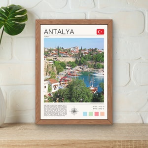 Anthrazit Poster, ANTATALY Wandkunst, Antalya Türkiye Geschenk, Anthrazit Druck, ANTATALY Wanddekor, Antylia Hafen Druck, Anthrazit Fotografie