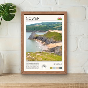Gower Print, Gower Peninsula Poster, Gower Wall Art, Gower South Wales Artwork, Three Cliffs Bay Print, Wales Beach Wall Art, Gower Artwork
