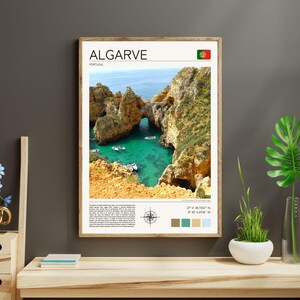 Stampa artistica della costa dell'Algarve, Portogallo, poster di viaggio di Lagos (download digitale) immagine 4