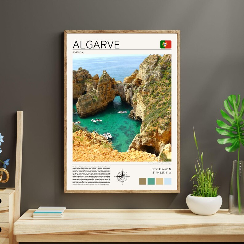 Stampa artistica della costa dell'Algarve, Portogallo, poster di viaggio di Lagos (download digitale) immagine 4