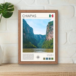 Chiapas Print, Chiapas Mexico Wall Art, Chiapas Travel Poster, Mexico Digital Print, Mexico Travel Art, Sumidero Canyon Print