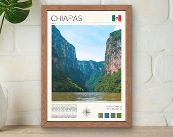 Sumidero Canyon Print, Chiapas Mexico Travel Poster (Digital Download)
