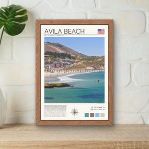 Avila Beach Print, Avila Beach California Wall Art, Avila Beach Art Print, California Road Trip Gift, Avila Beach Surf Poster, Beach Print