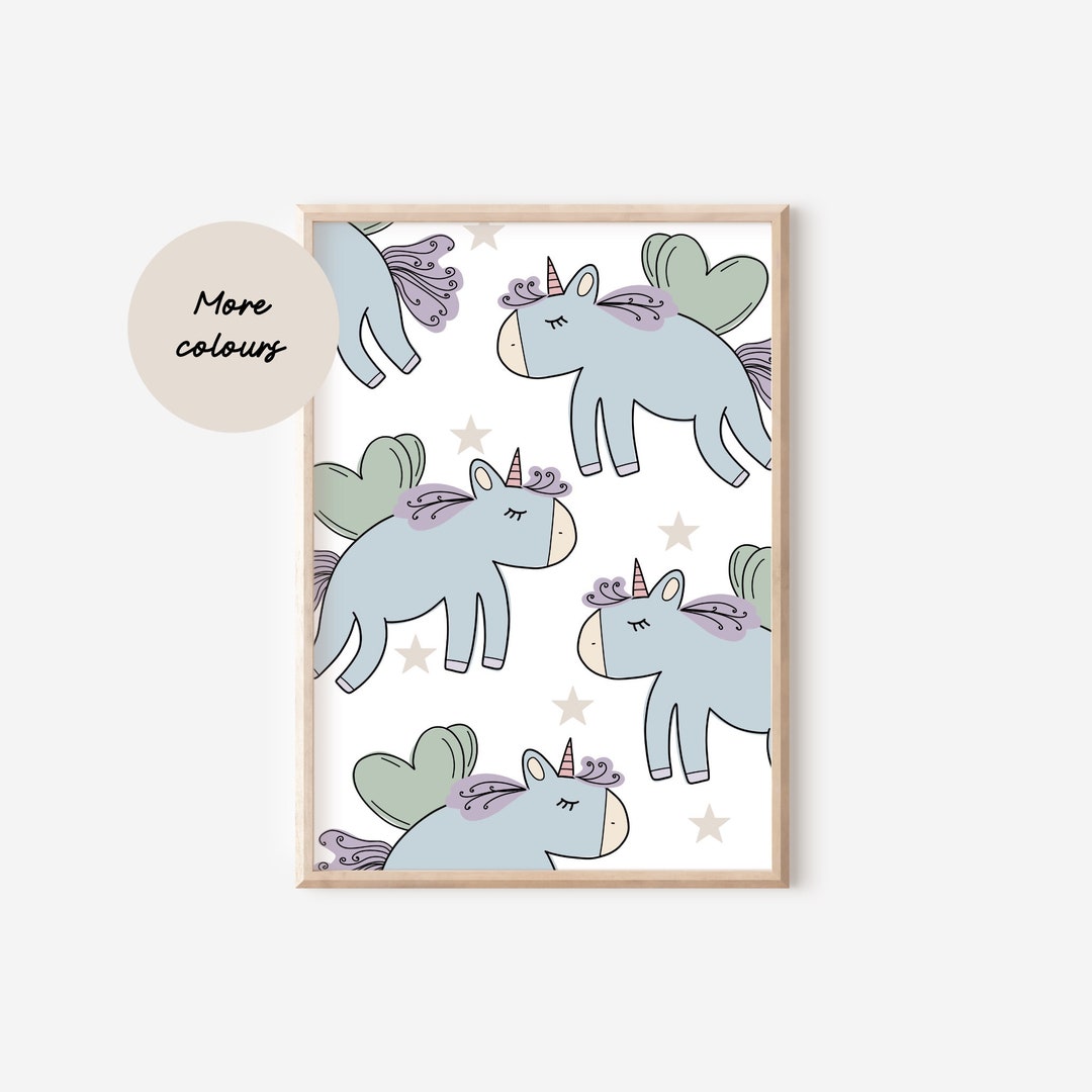 Unicorn Pattern Girls Print, Girls Nursery Bedroom Decor, Unicorn Gift ...