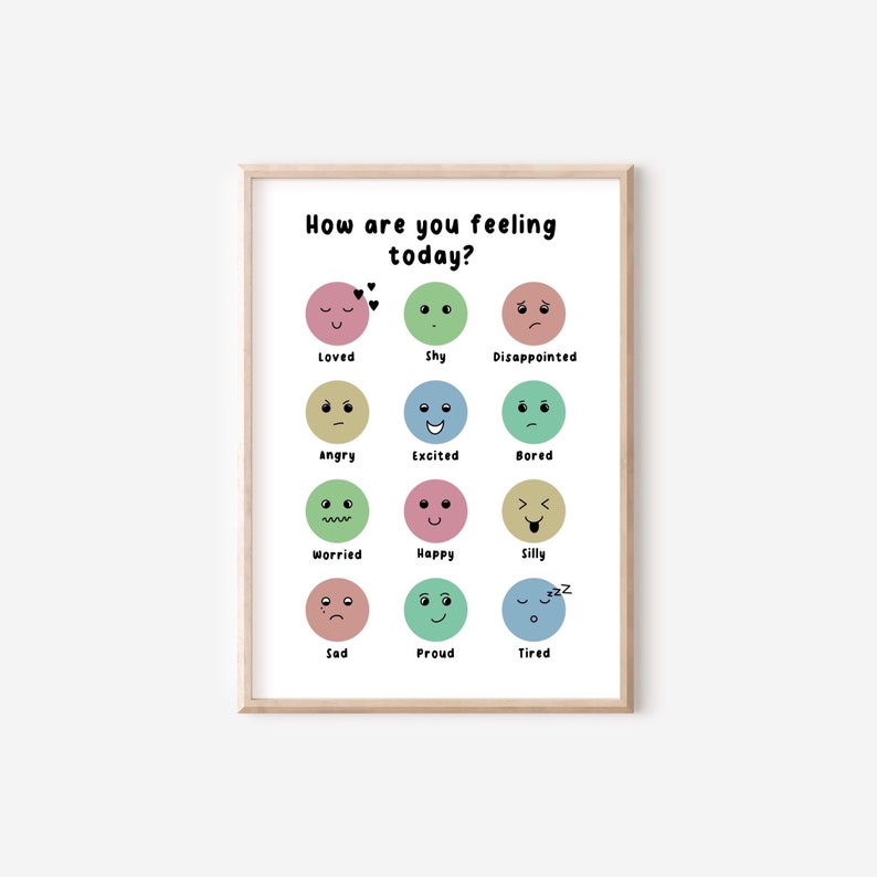Feelings Chart Print Kids Nursery Playroom Decor Classroom - Etsy