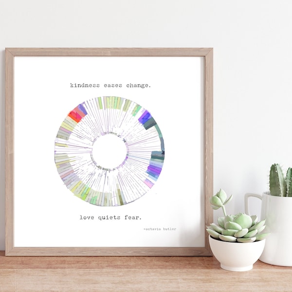 COLORWHEEL | Art Print | Inspiration Wall Decor | Octavia Butler Quote | Kindness | Love | Heartfelt Modern Graphic Design | Collage