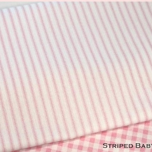 Baby Pink Ticking Stripe Fabric by the Yard 54&quot;wide, Fabric by the yard, cotton, Classic Baby Pink Pillow/ Fast Shipping /Made in the USA