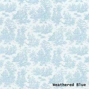 Blue Toile Weathered Blue Toile White 54&quot;wide French Toile Fabric by the yard cotton fabric Jamestown Fast Shipping Made in the USA