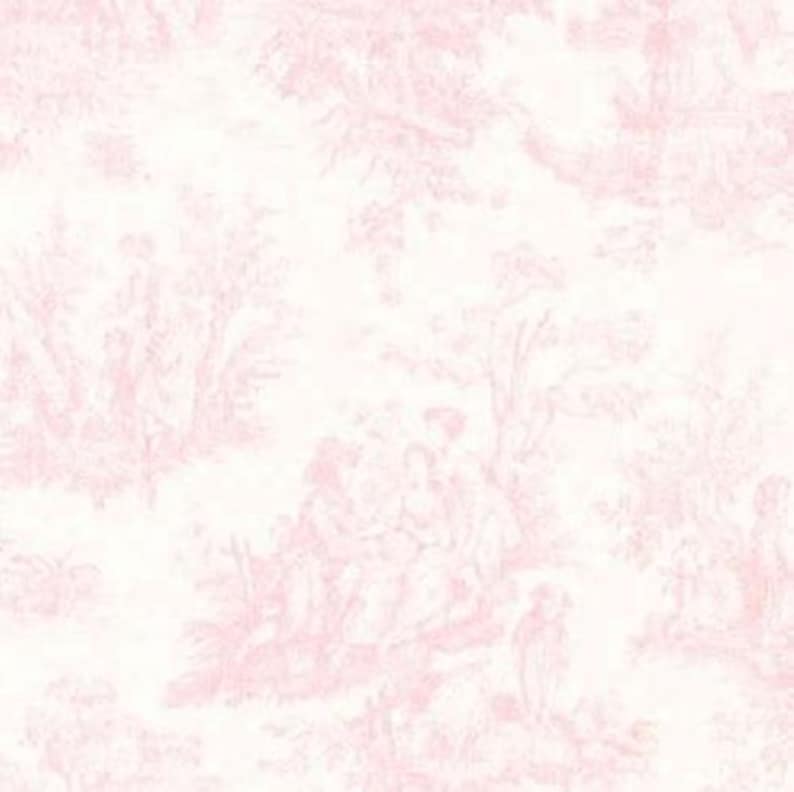 Soft Pink and White Toile Twill Fabric. Soft Pink Toile 54
