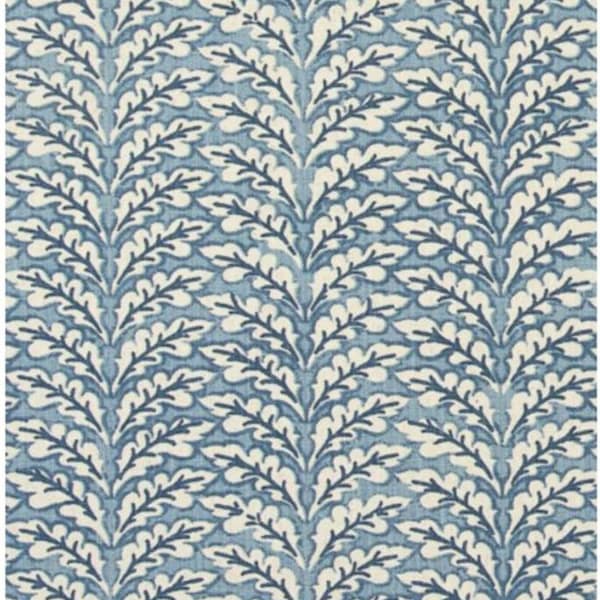 Cortina de almohada Spencer Botanical Leaf Stonewash Blue Leaf, peso 54" de ancho, lino Spencer Tendril Green Slub Natural