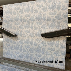 Blue Toile Weathered Blue Toile White 54&quot;wide French Toile Fabric by the yard cotton fabric Jamestown Fast Shipping Made in the USA