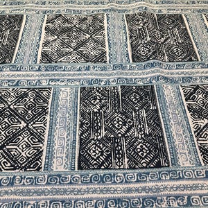 Heavy Weight Richloom Aztec indigo blue tea, grayish blue Upholstery Decor 54&quot; decorator Fabric by the yard Fast Shipping Made in the USA