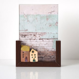 Diorama Urbano 4x6" per Matrimoni | Portanomi Invitati | Cornice Reversibile con Casette | Decorazione Tavola Vintage | Regalo.