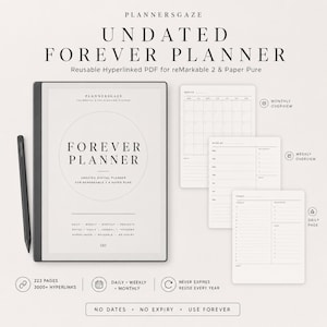 Odaterad för alltid-planerare för reMarkable 2, hyperlänkad PDF (digital nedladdning)
