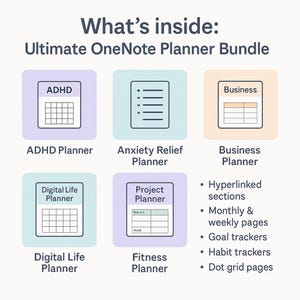 Onenote Planner Templates: Work, Life, ADHD, Business (digital Download ...