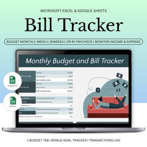 Bill Tracker Google Sheet: Simple Monthly Budget Planner (Digital Download)