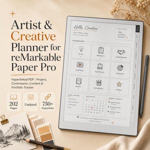 Kreativ planerare för konstnärer för reMarkable Paper Pro | Spårare för hyperlänkad PDF