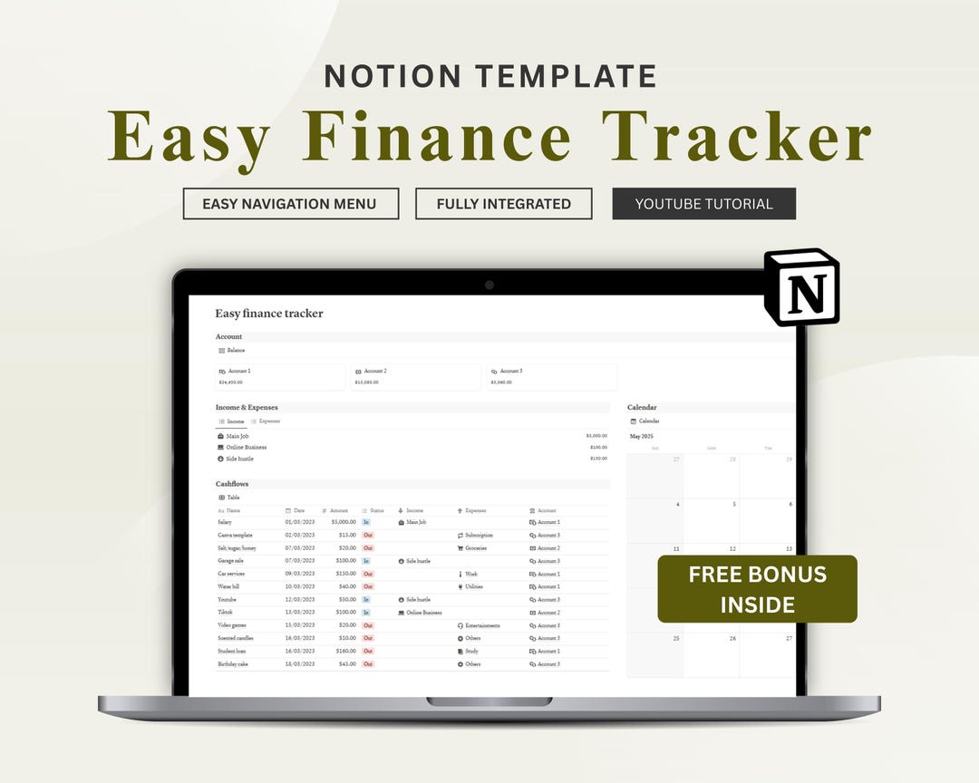 Notion Template Personal Finance Tracker Budget Tracker | Income and ...
